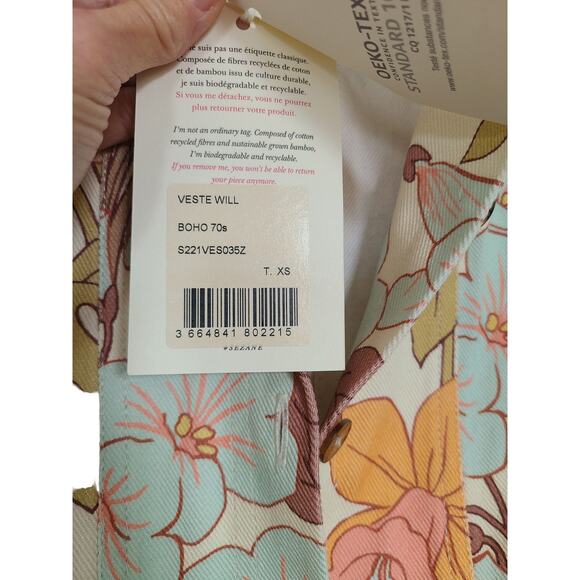 Sezane Will Jacket 70s Boho Multicolor Floral Size XS NWT - Picture 5 of 9